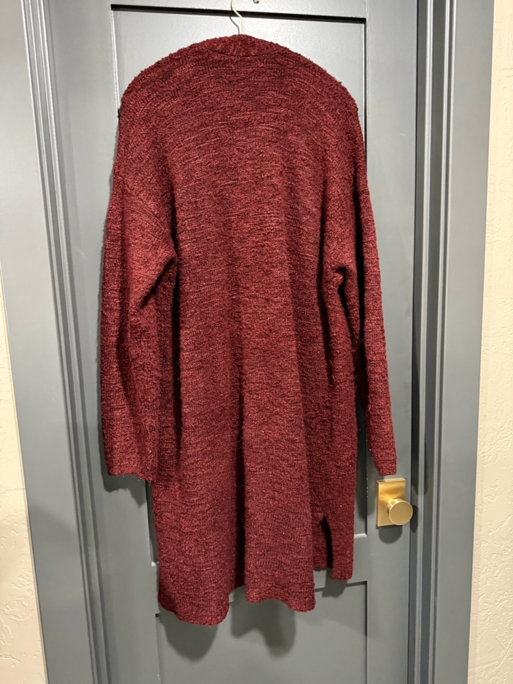 Ava & Viv Burgundy Open-Front Pocket Cardigan - Picture 2 of 3